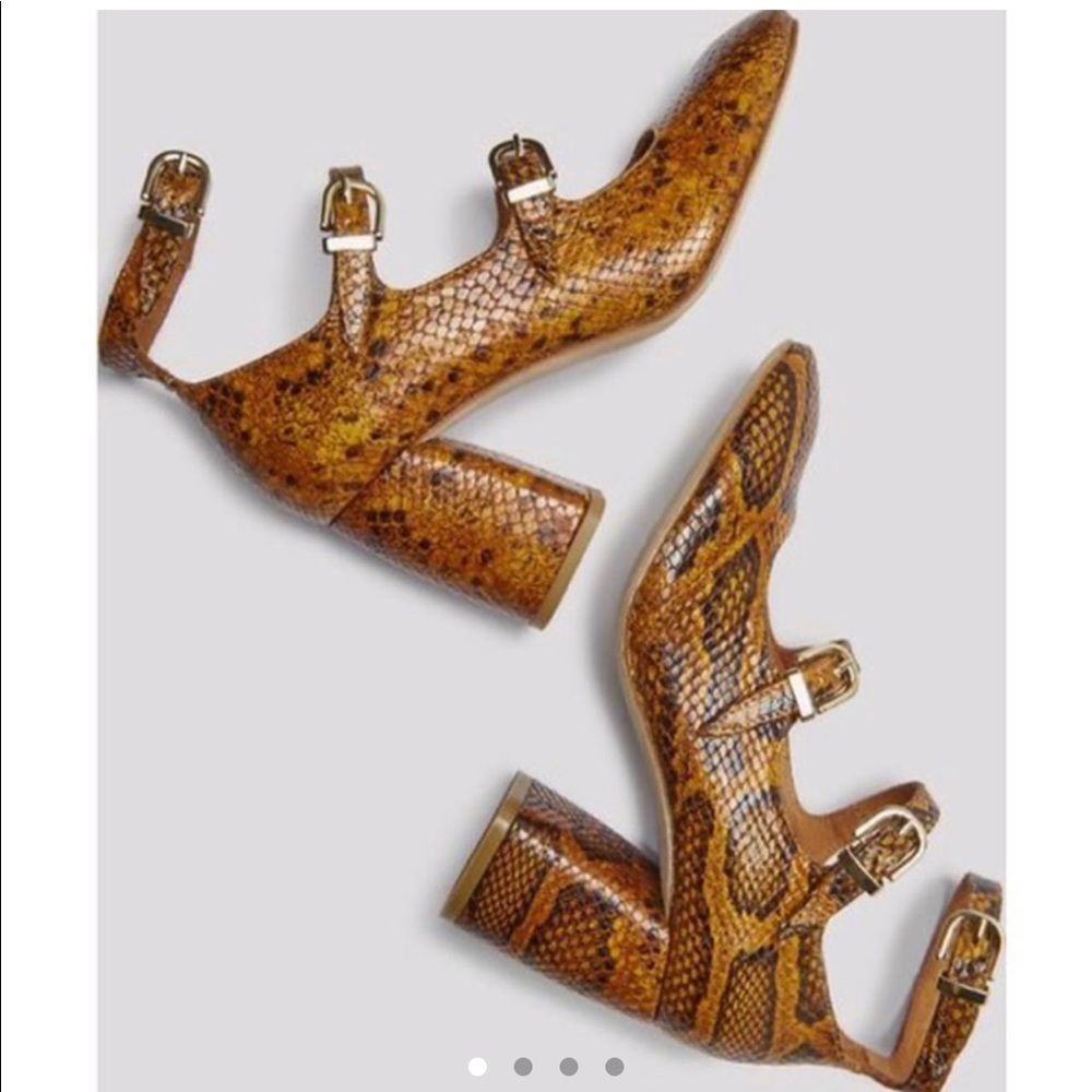 Miista Orange Snake-Print Block Heel Mary Janes - Picture 2 of 4